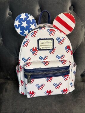Loungefly Kids Patriotic Mickey Ear Mini Backpack - White/Red/Blue